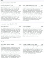 Bob Evans menu