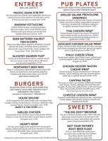 Rivertap And Pub menu