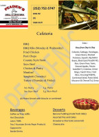 Peaden's Grill Cafeteria menu