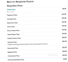 Margherita Pizzeria menu