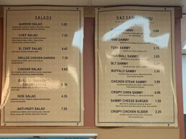 V S Sandwich Shop menu