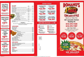 Romano's Chicago Style Pizza Grill menu
