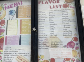 Hirschey's Snocones menu