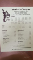Bresina's Carry Out menu