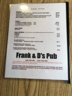 Frank And D's Pub menu