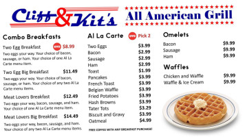 Cliff Kit's All American Grill menu