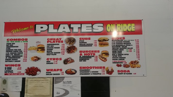 Plates On Ridge menu
