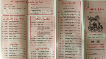 China Lin menu