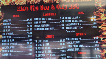 Red's The One And Only Bbq menu