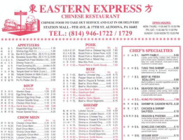 Eastern Express menu