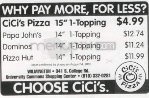 Capone's Pizza menu