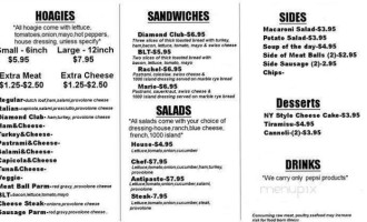 Diamond Joe's Five Star Hoagies menu