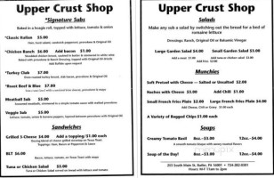 Upper Crust menu