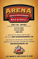 Arena Sports Entertainment Grill menu
