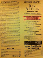 Rey Azteca menu