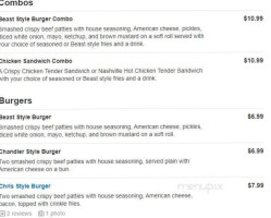 Mr. Beast Burger menu