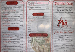 Pho Nha Trang menu