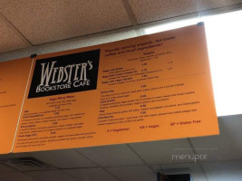 Webster's Cafe menu