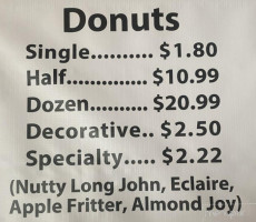 Donut Hole menu
