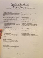 Agave Azul Kitchen Tequila menu