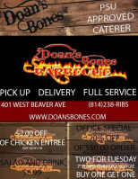 Doan's Bones Barbecue menu