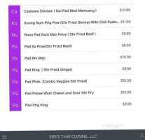 Siri's Thai Cuisine menu