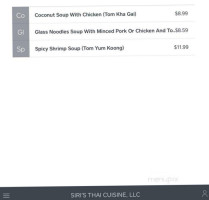 Siri's Thai Cuisine menu