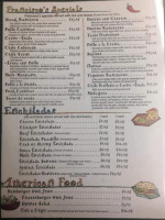 Fransiscos Mexican Resturant menu