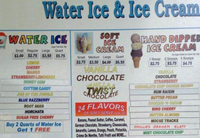 Joe's Water Ice menu