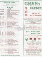 Chan's Garden Chinese menu
