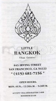 Little Bangkok menu