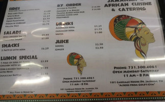 Jamaican African Cuisine Catering menu
