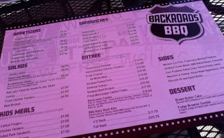Backroads Bbq menu