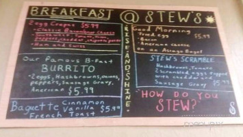 Stew's Brew Coffeehouse menu