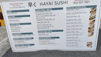 Hayai Sushi menu