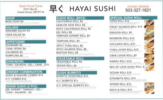 Hayai Sushi menu