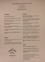The Original Spence Cafe menu