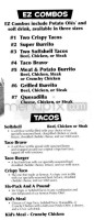 Taco John's menu