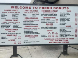 Fresh Donuts menu