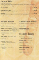 Panera Bread menu