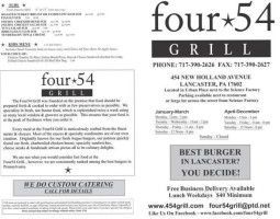 Four54 Grill menu