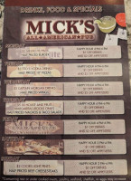 Mick's All American Pub menu