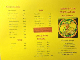Espino's Pizza And Pasta menu
