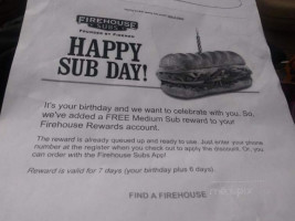 Firehouse Subs menu