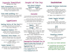 Wanderlust Cafe menu