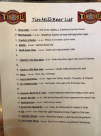Tin Mill Brewing Co menu
