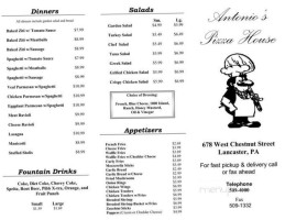 Antonio's Pizza House menu