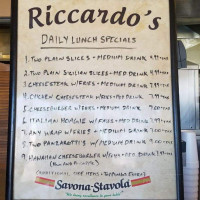 Riccardo's Pizza menu