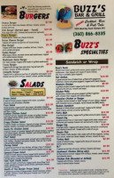Buzz's Bar Grill menu