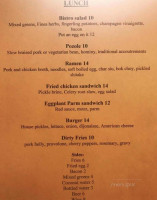 Snowed Inn Sleigh Co. menu